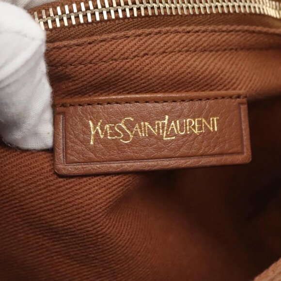 SAINT LAURENT Muse Toe Hand Bag Leather Brown Gold Auth 126997 - Picture 11 of 16